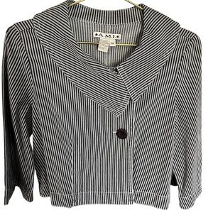 A.M.I. Black and White Striped Jacket with Pointed collar & 3/4” sleeve Size PM
